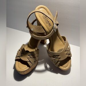 Cordani Tan Strappy Sandals with Buckle Closure